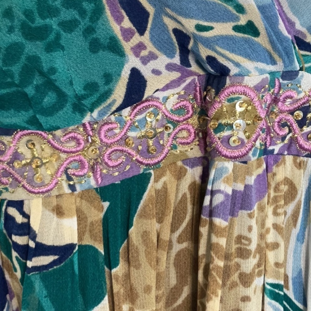 Eva Blue dress w/beaded detailing size 8 - Picture 3 of 6